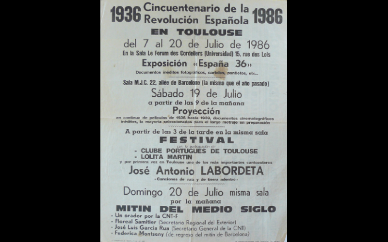 affiche 50 ans revolution espagnole, Toulouse, 1986