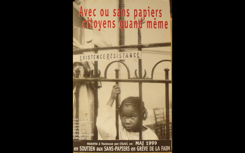 affiche soutien greve sans-papiers, Toulouse, 1999