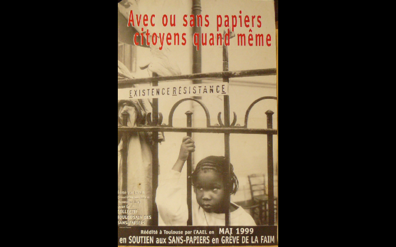 affiche soutien greve sans-papiers, Toulouse, 1999 