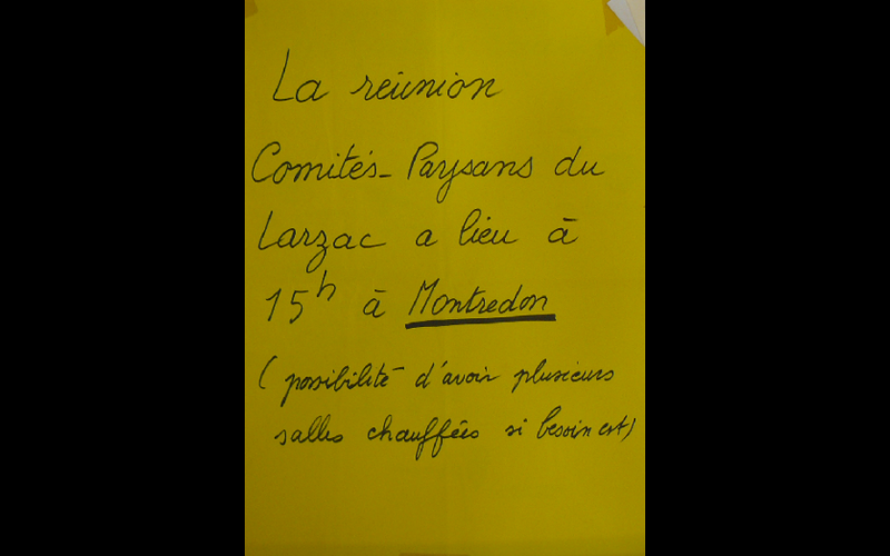 affiche réunion comité paysans Larzac