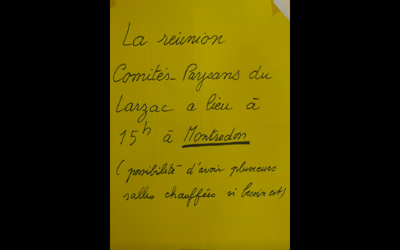 affiche réunion comité paysans Larzac 