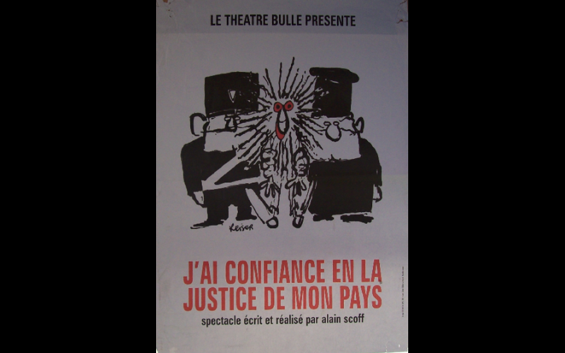 affiche spectacle justice par le théatre Bulle