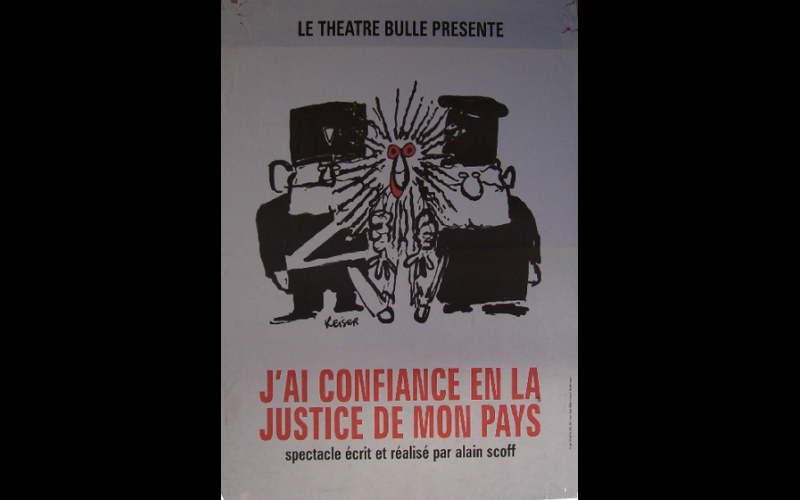 affiche spectacle justice par le théatre Bulle 