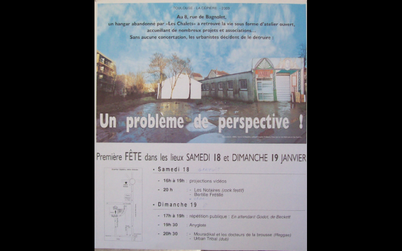 affiche squat le Hangar, Toulouse, 2003