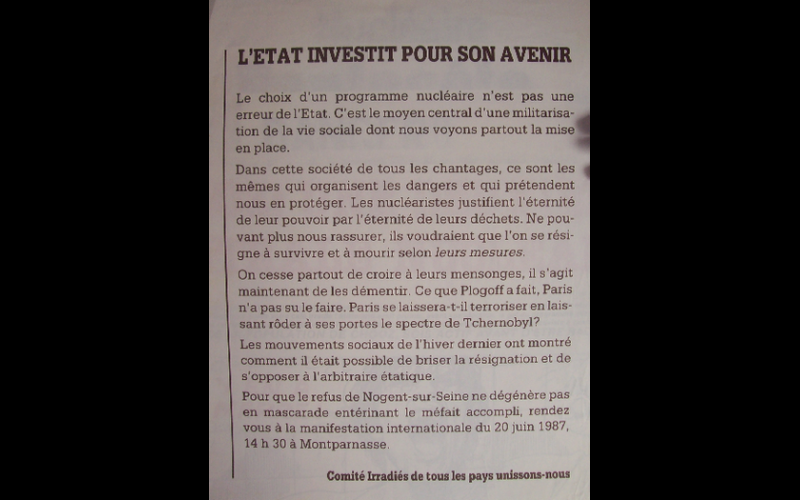 1987 - Comité irradiés de tous les pays unissons-nous - manifestation à Paris