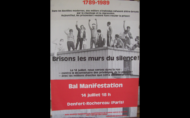 affiche manif anti-prisons, comité des sans-cravates, Paris, 1989