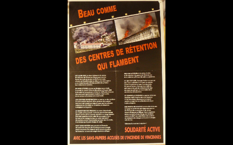 affiche incendie CRA Vincennes, 2008 