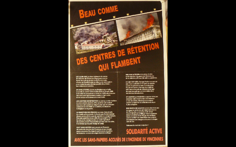 affiche incendie CRA Vincennes, 2008