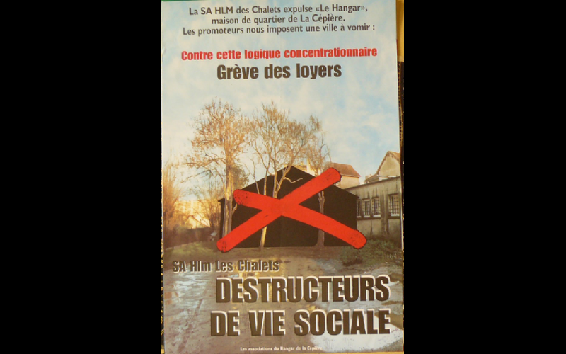 affiche contre expulsion du Hangar, Toulouse, 2004 