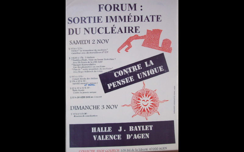 1996 (mars) - Forum sortie nucléaire à Valence-d'Agen - Collectif Stop Golfech
