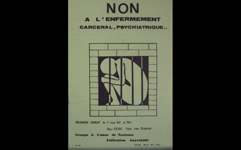 affiche soirée contre l'enfermement FA Toulouse, 1983