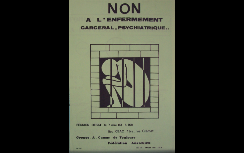 affiche soirée contre l'enfermement FA Toulouse, 1983 