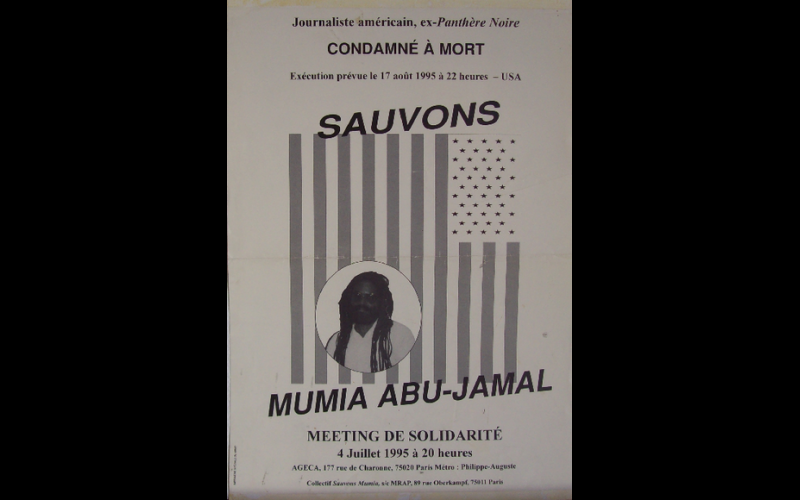 affiche meeting pour Mumia Paris, 1995 