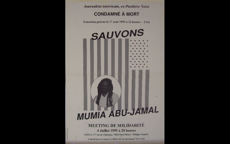 affiche meeting pour Mumia Paris, 1995 