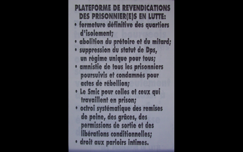 affiche plateforme prisonniers en lutte