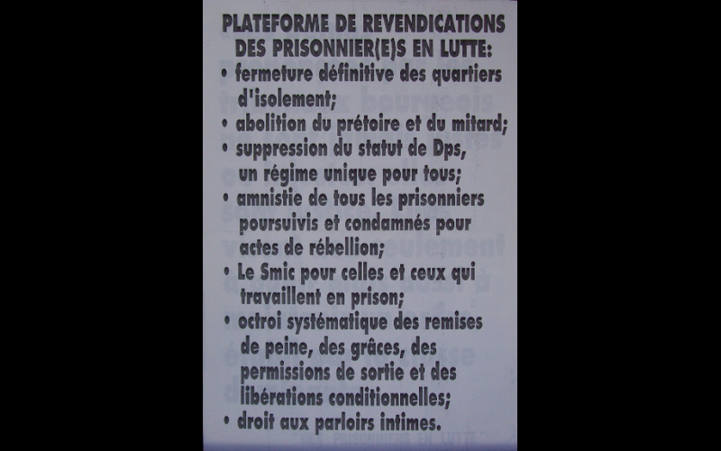 affiche plateforme prisonniers en lutte 