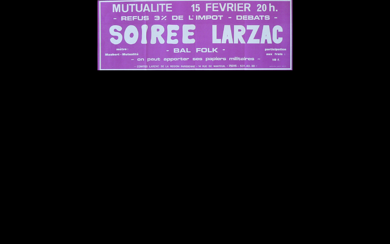 affiche soirée Larzac, Paris 