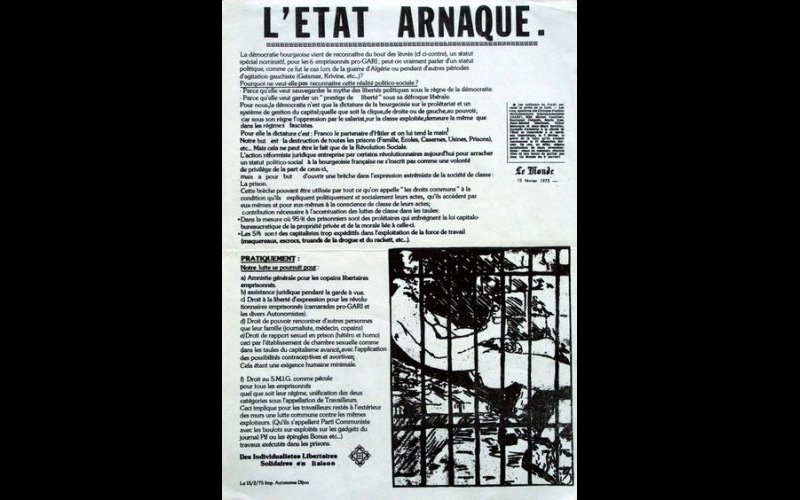 N°279. Dijon, 15 février 1975. Des Individualistes Libertaires Solidaires en liaison. GF2 30x42