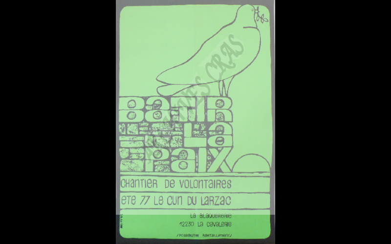affiche chantier volontaires larzac 1977 affiche-verte