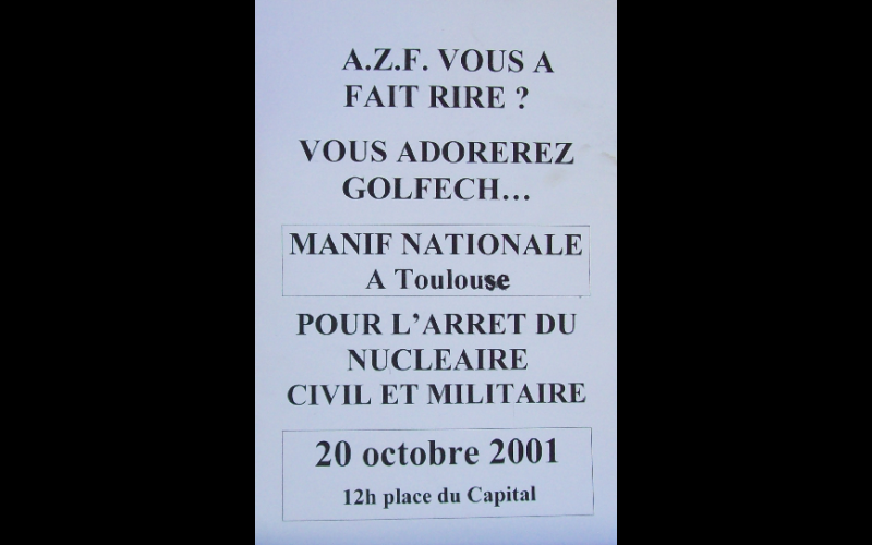 affiche manif AZF-Golfech, Toulouse, 2001