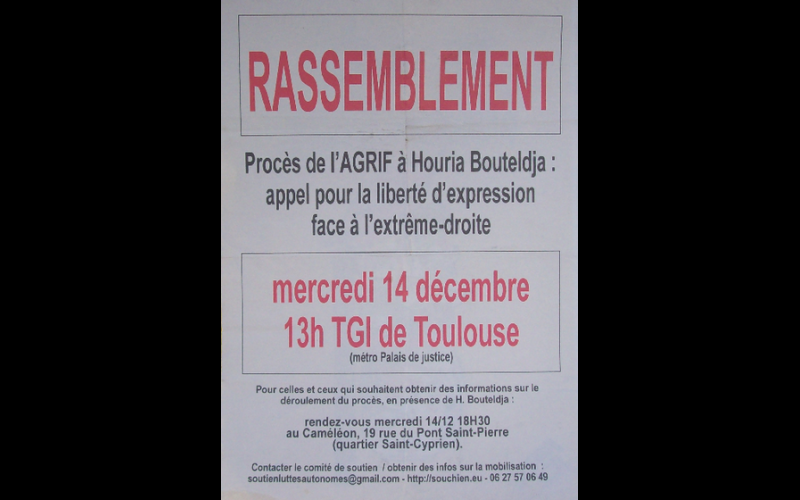 affiche procès houria Bouteltja, Toulouse