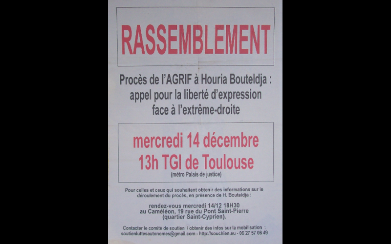 affiche procès houria Bouteltja, Toulouse 