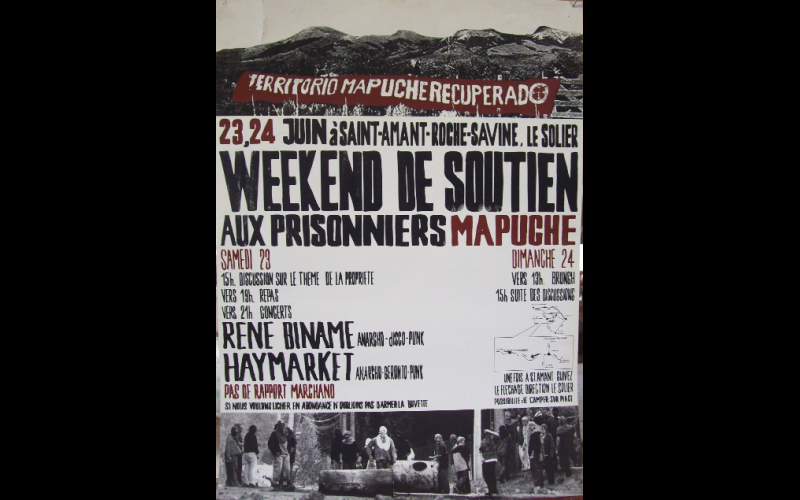 Affiche WE soutien aux prisonniers Mapuche, St Amant (03)