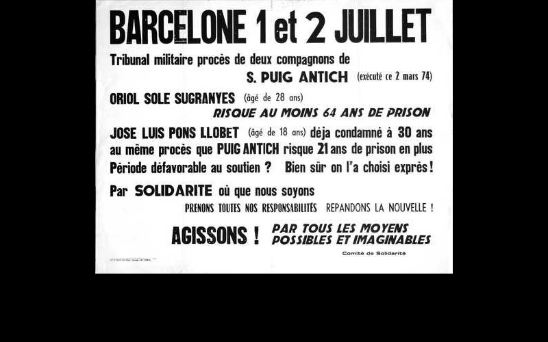 N°213. Juin 1974. Comité de Solidarité Toulouse. GF2 70x54.