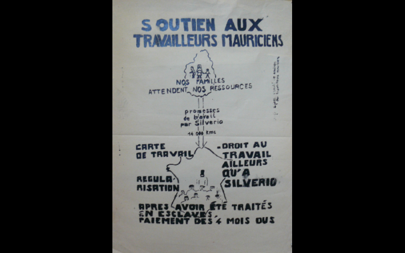 affiche soutien aux travailleurs mauriciens
