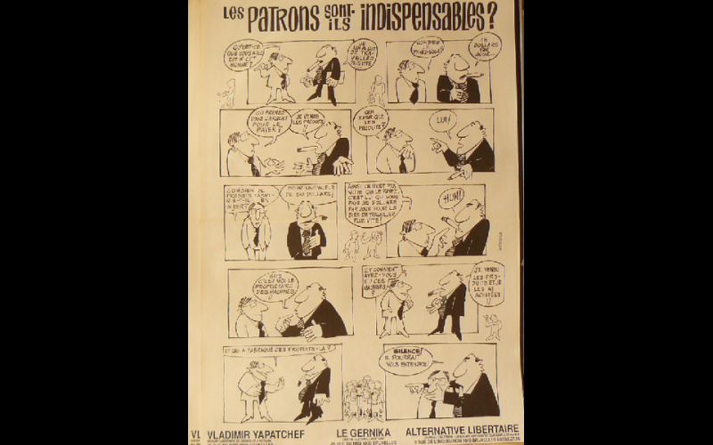 affiche patrons indispensables, Alternative Libertaire, Bruxelles