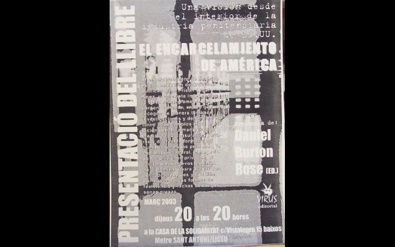 affiche présentation livre prisons USA, Barcelone
