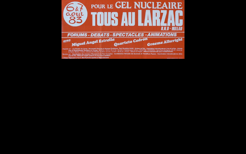 affiche rassemblement pour gel nucleaire Larzac, 1983
