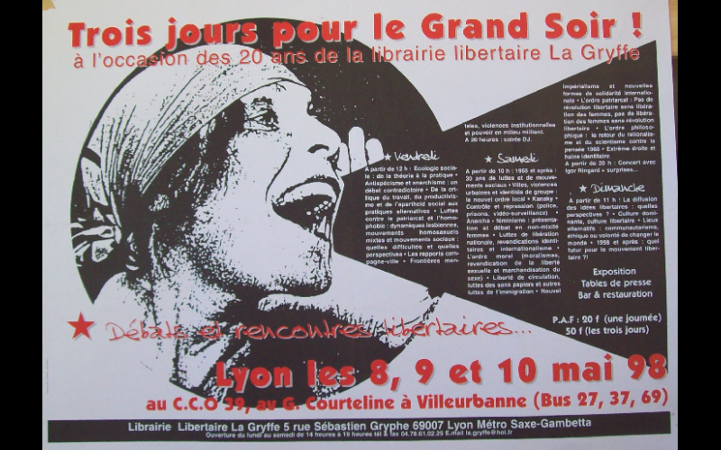 affiche rencontres 30 ans la Gryffe, Lyon, 1998