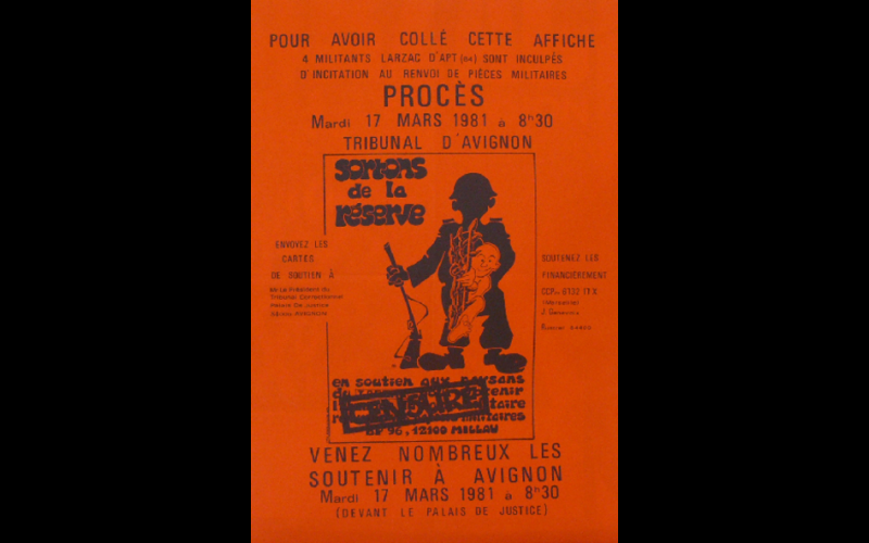 affiche procès Larzac Avignon, 1981