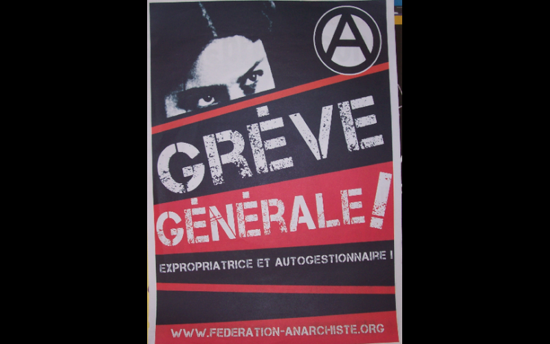 affiche grève générale, Fédération Anarchiste