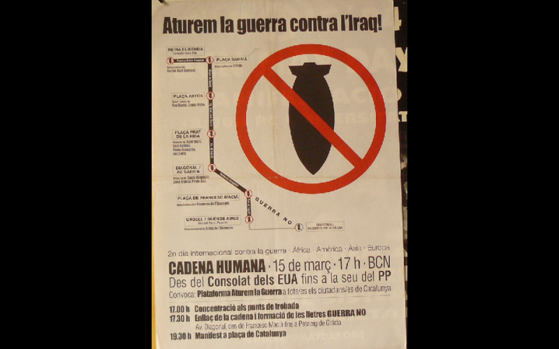 affiche manif contre guerre en Irak, Barcelone,2003