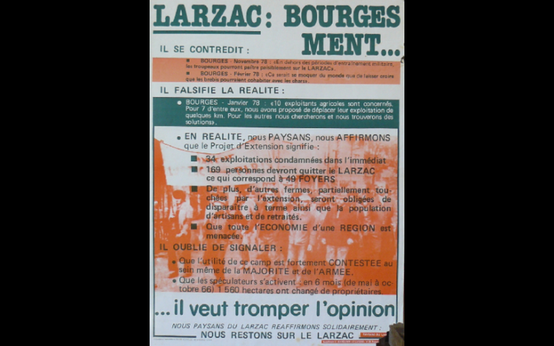 affiche Larzac Bourges ment, 1978