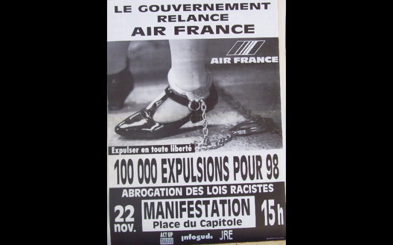 affiche manif soutien sans-papiers, Act up-Infosuds-JRE, Toulouse, 1997
