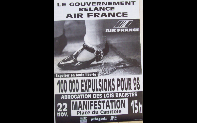 affiche manif soutien sans-papiers, Act up-Infosuds-JRE, Toulouse, 1997 