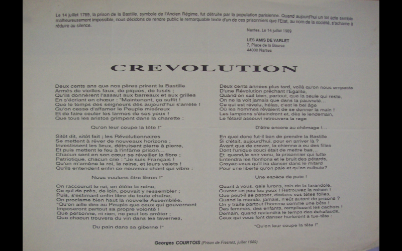 affiche anti-prison, Les Amis de Varlet, Nantes, 1989