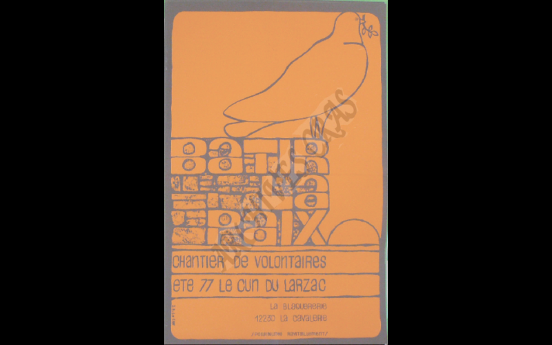 affiche chantier volontaires larzac 1977 affiche orange