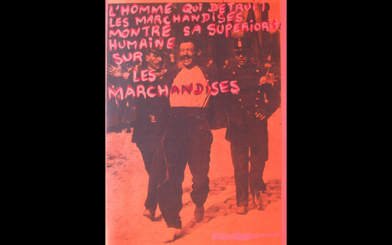 affiche l'homme qui détruit les marchandises