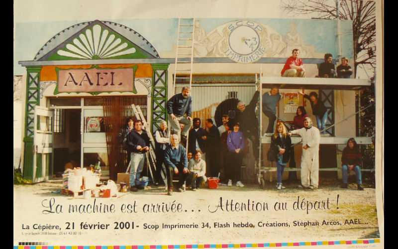 affiche nouvelle machine imprimerie, AAEL, Toulouse, 2001