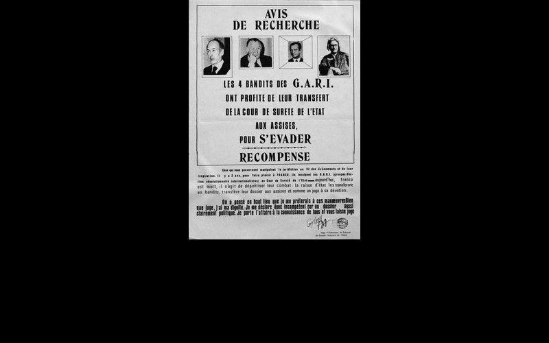 N°280. 1976. Avis de recherche détourné signé Juge de grande instance de Paris. GF2 40x56