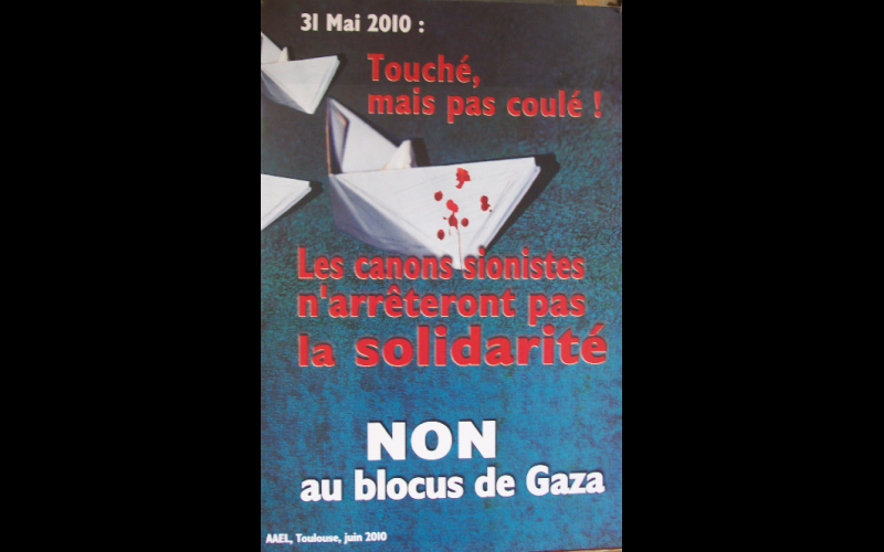 affiche soutien bateaux contre blocus Gaza, AAEL, Toulouse, 2010 
