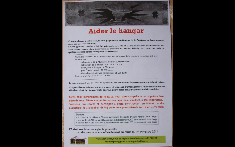 affiche soutien au Hangar, Toulouse, 2001