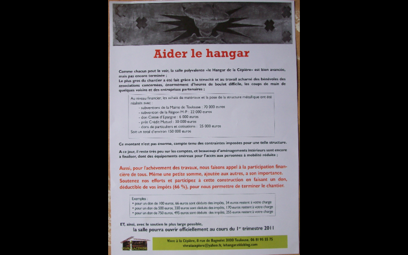 affiche soutien au Hangar, Toulouse, 2001 