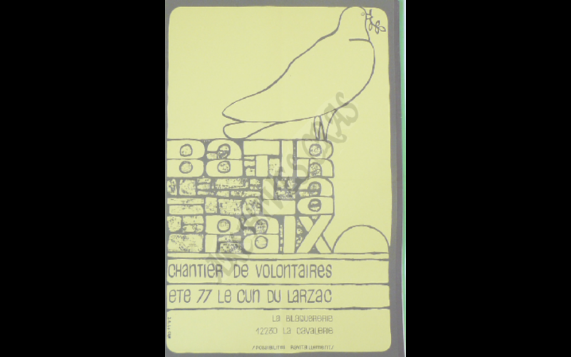 affiche chantier volontaires larzac 1977 affiche jaune
