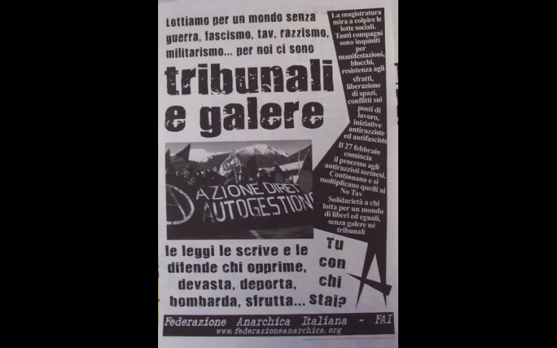 affiche anti-répression, Féderation Anarchiste italienne