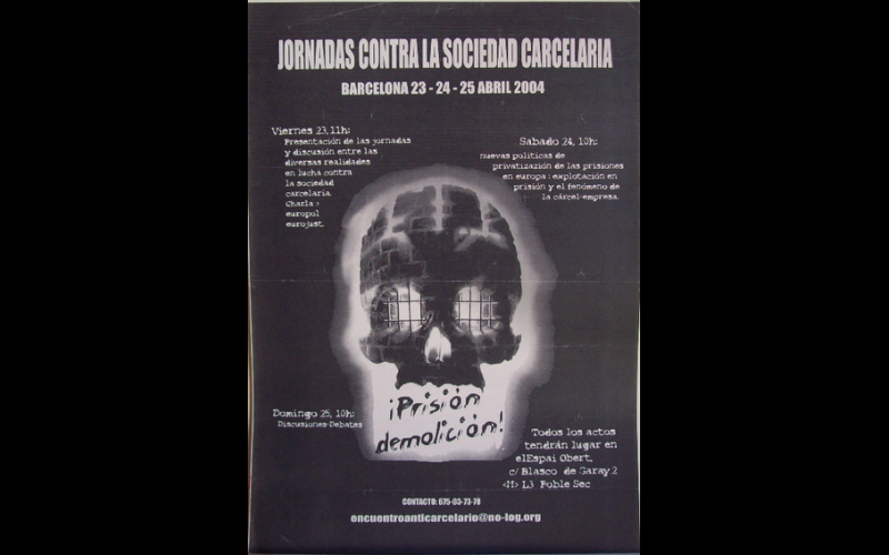 affiche journée contre l'univers carcéral, Barcelone, 2004